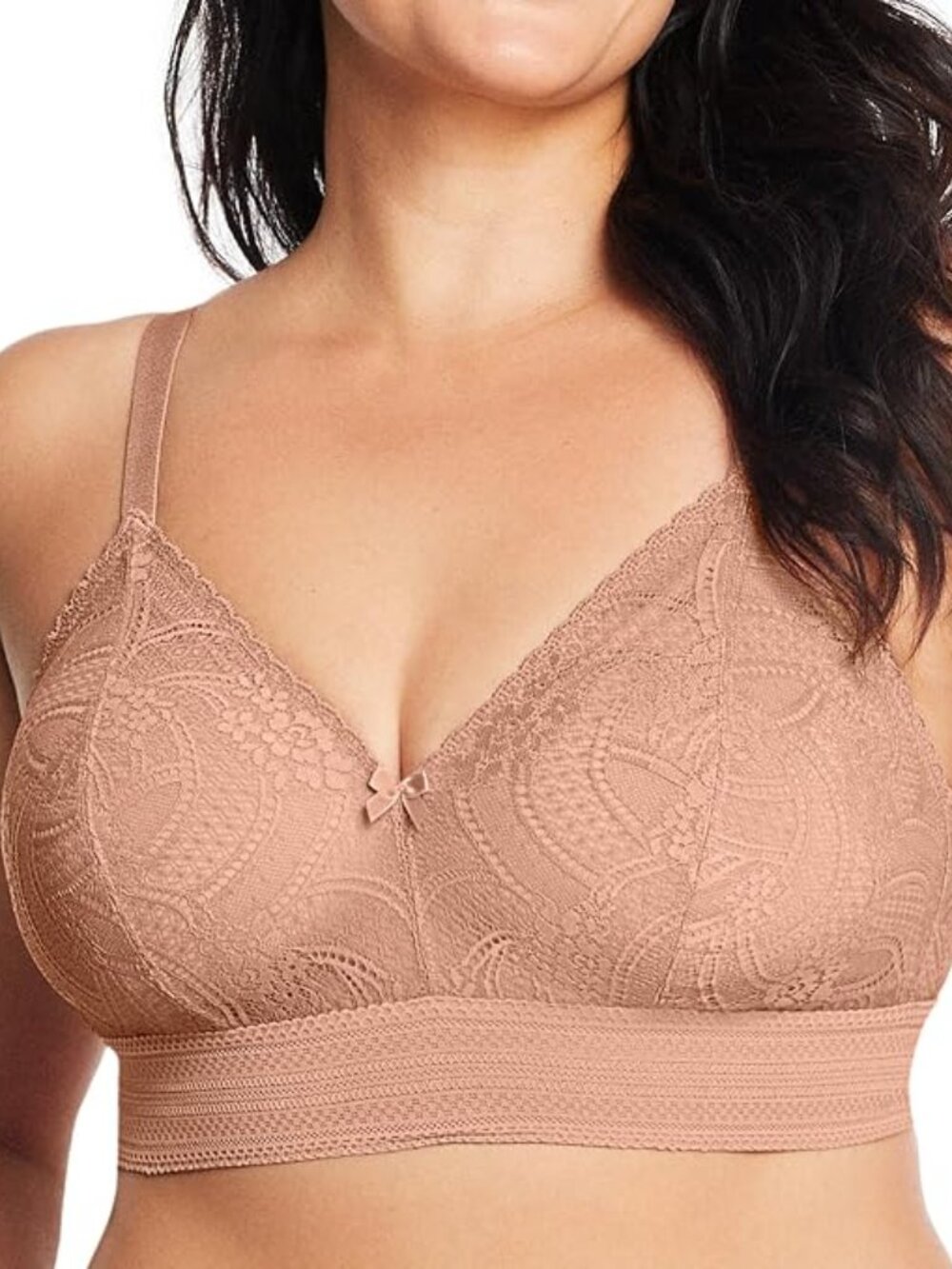 Glamorise ✨ 7012 Luxe Lace Bralette Wirefree 38C NWOT Cappuccino